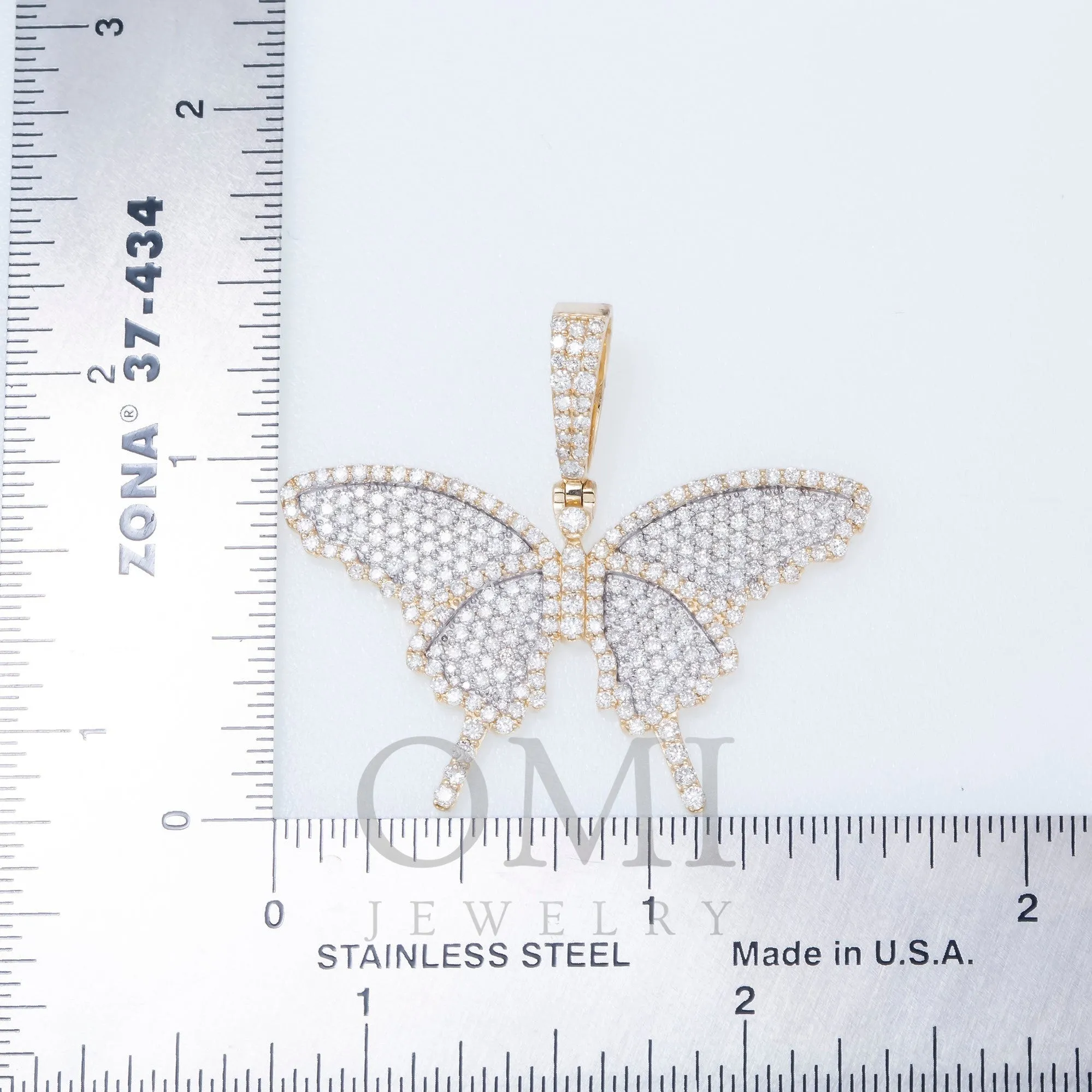 10K GOLD DIAMOND BUTTERFLY PENDANT 2.15 CT