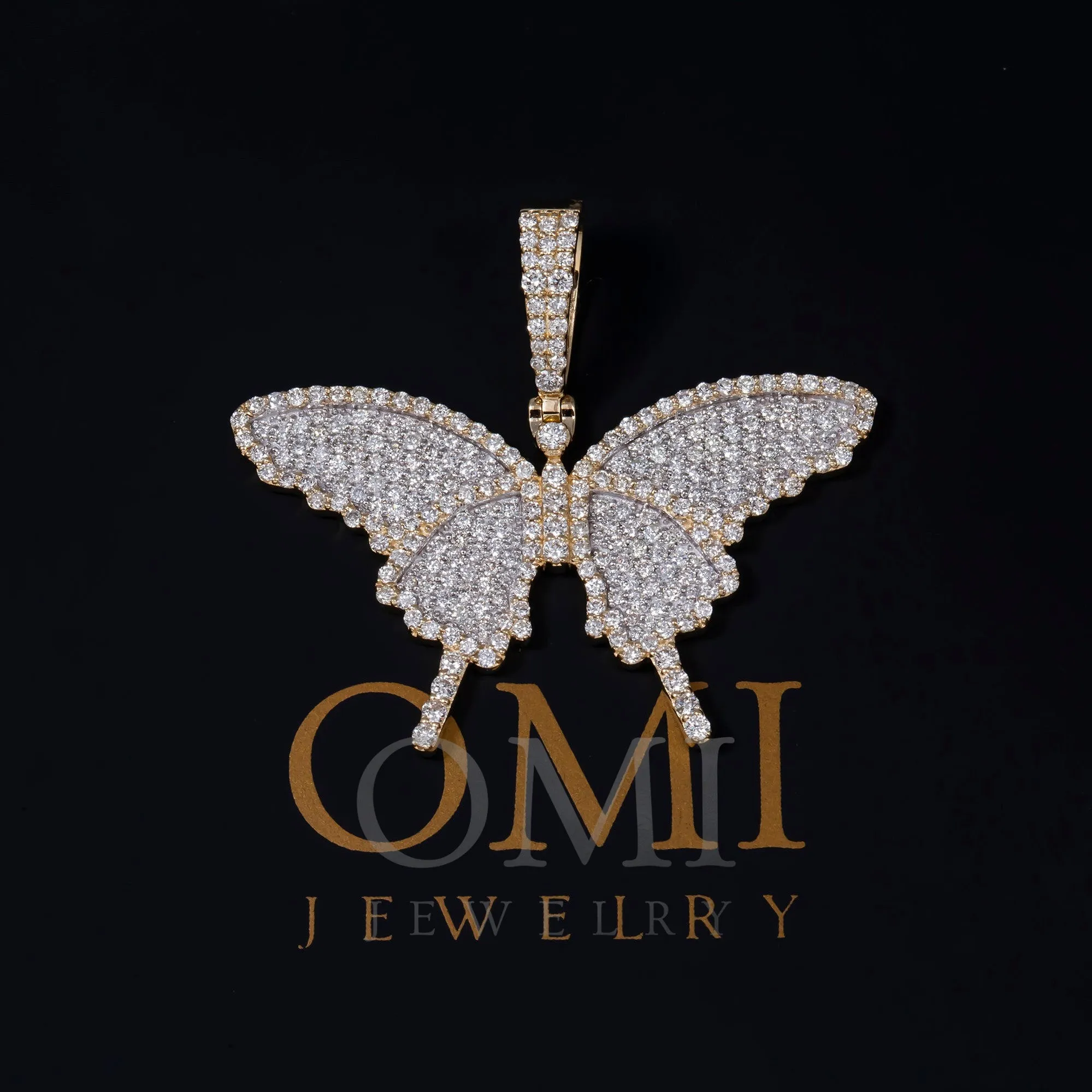 10K GOLD DIAMOND BUTTERFLY PENDANT 2.15 CT