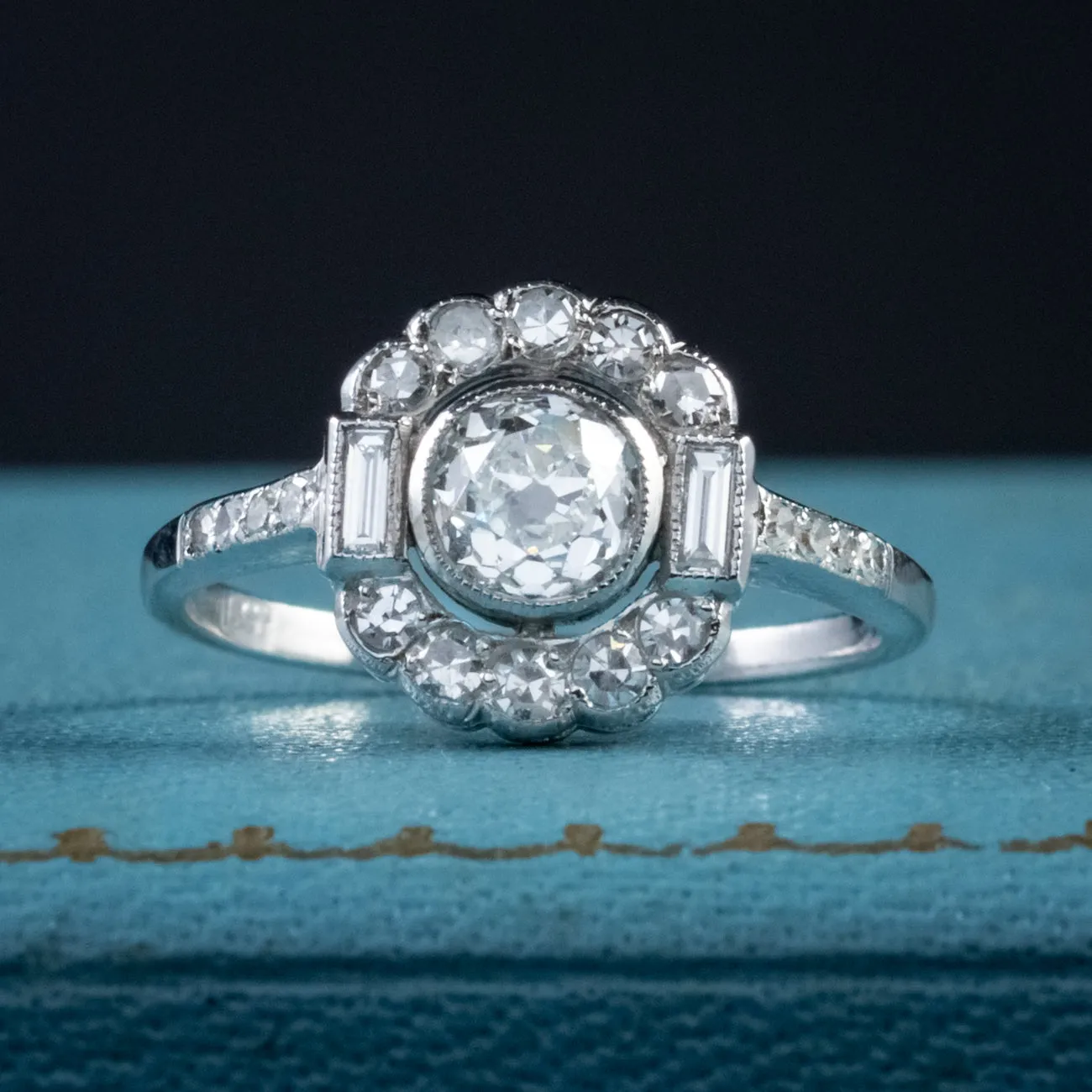 1.45Ct Old Cut Diamond Cluster Ring 18Ct White Gold