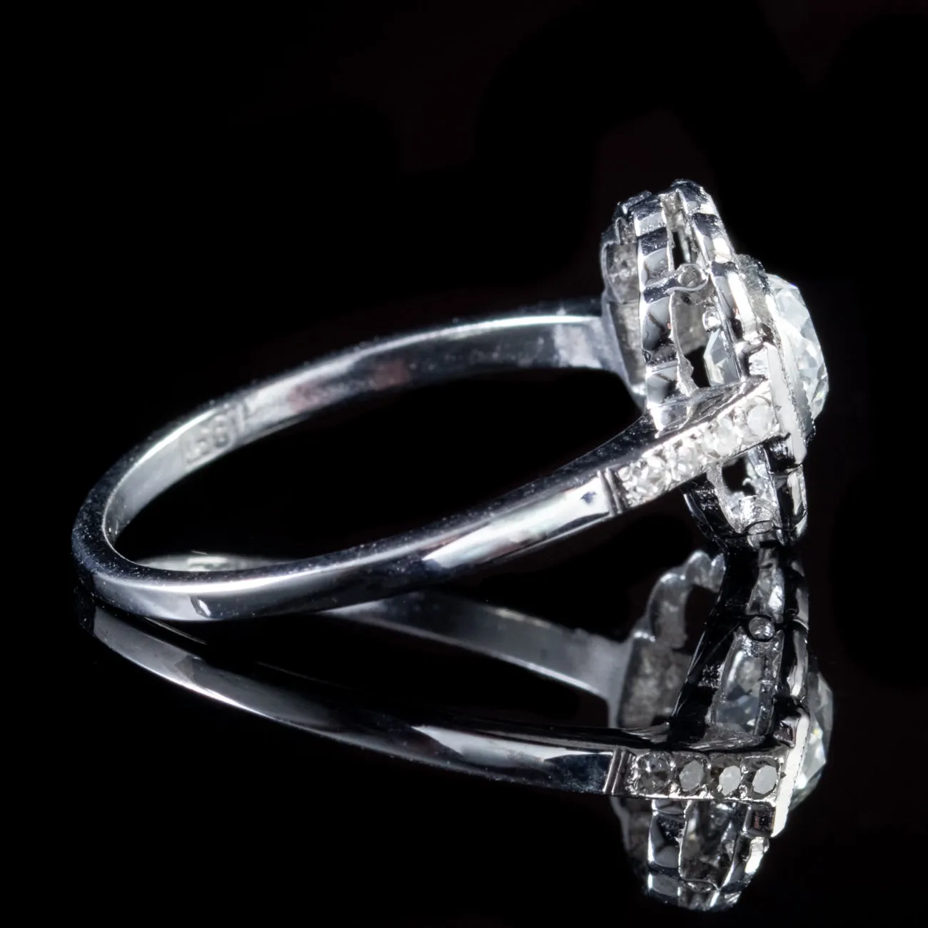 1.45Ct Old Cut Diamond Cluster Ring 18Ct White Gold