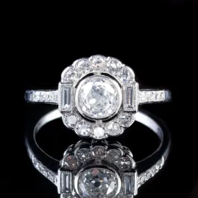 1.45Ct Old Cut Diamond Cluster Ring 18Ct White Gold