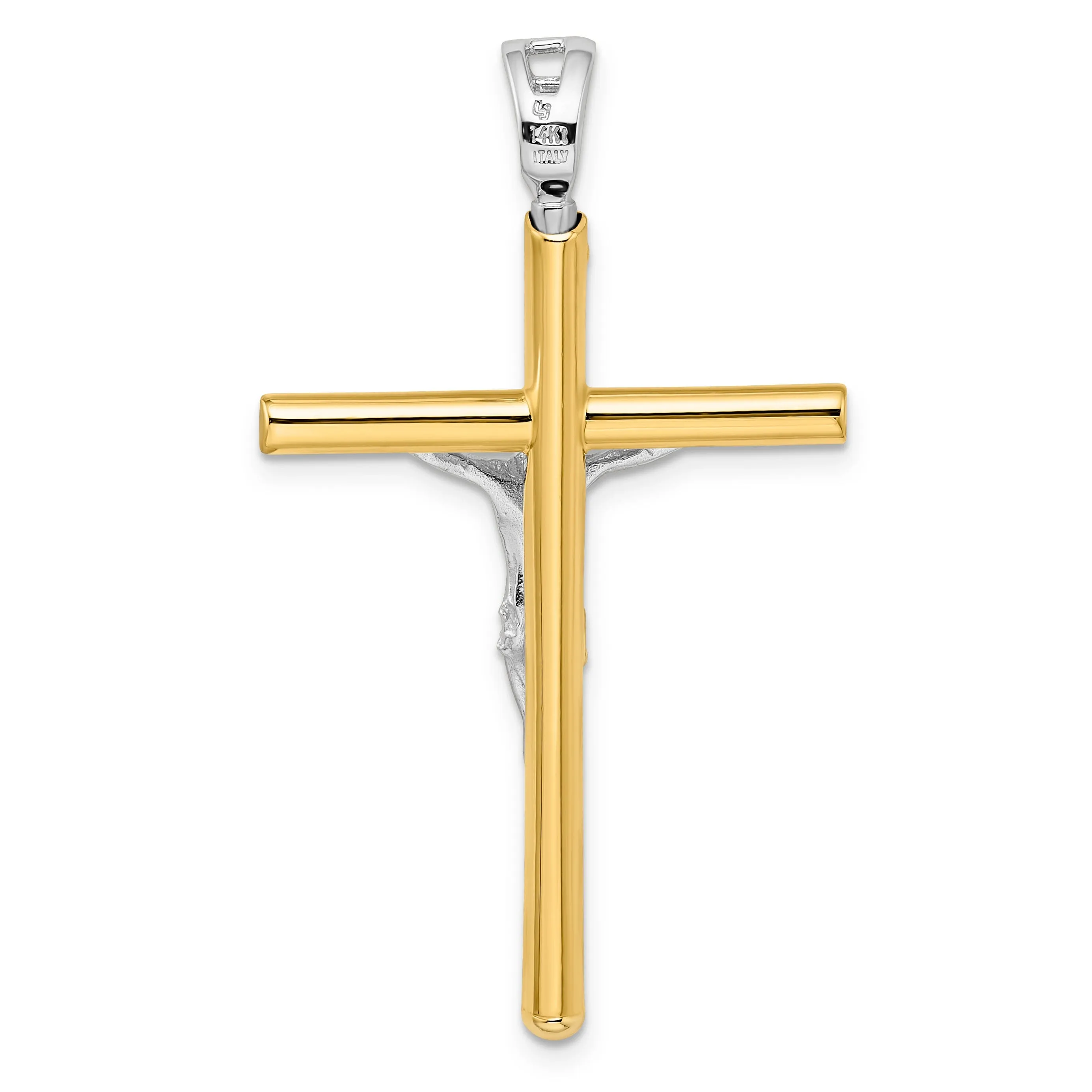 14k Two Tone Gold Crucifix Pendant