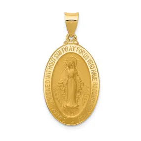 14k Yellow Gold Miraculous Medal Oval Pendant