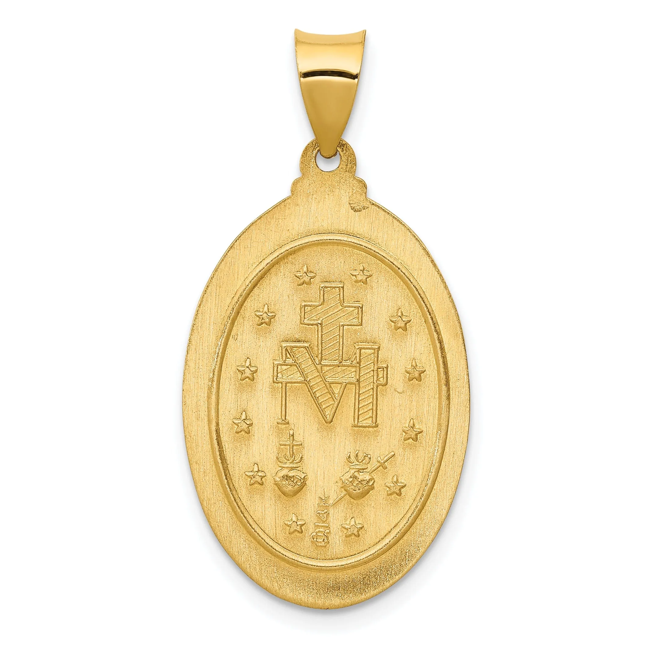 14k Yellow Gold Miraculous Medal Oval Pendant