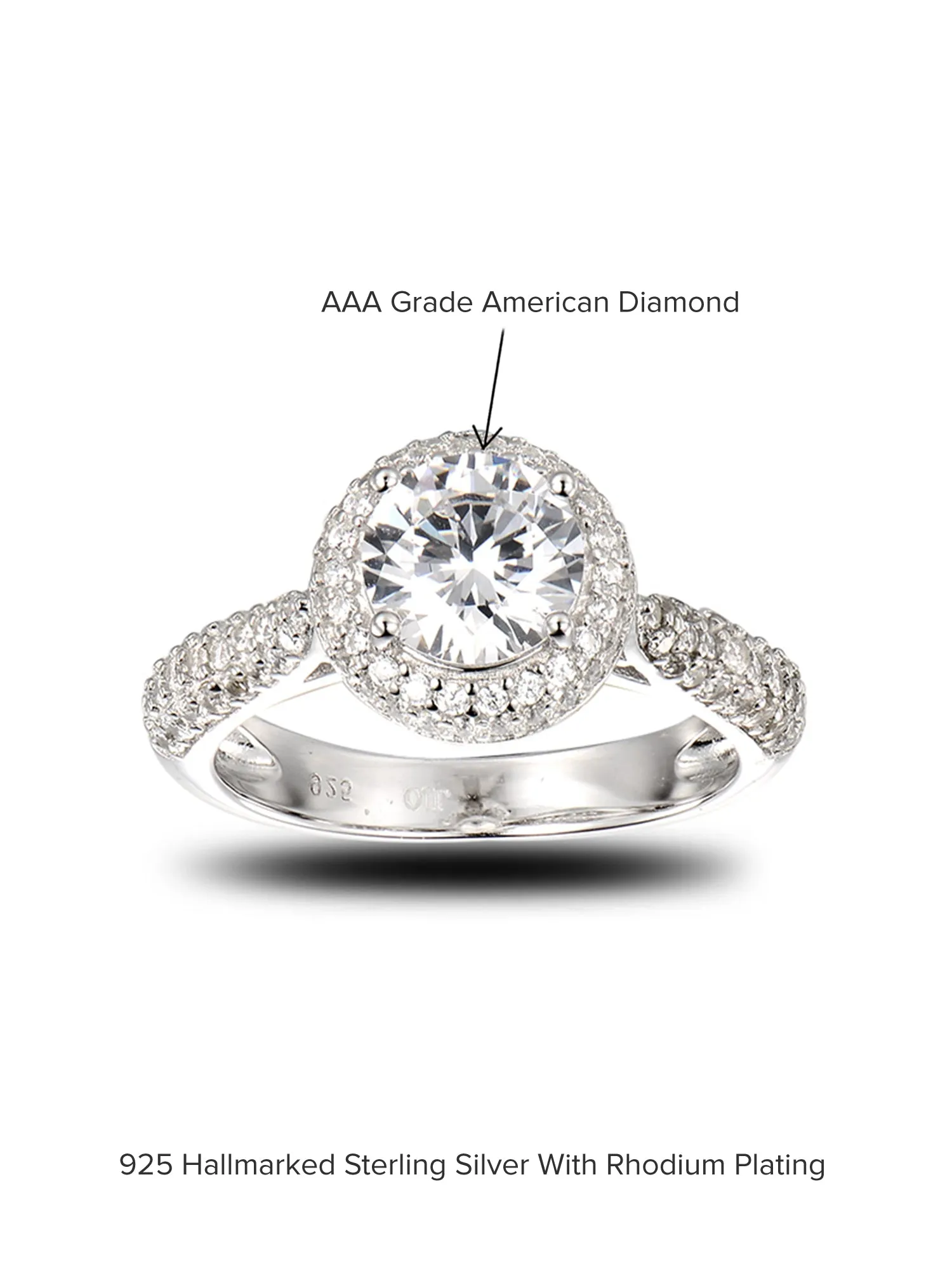 1.5 Carat Halo Solitaire Silver Ring