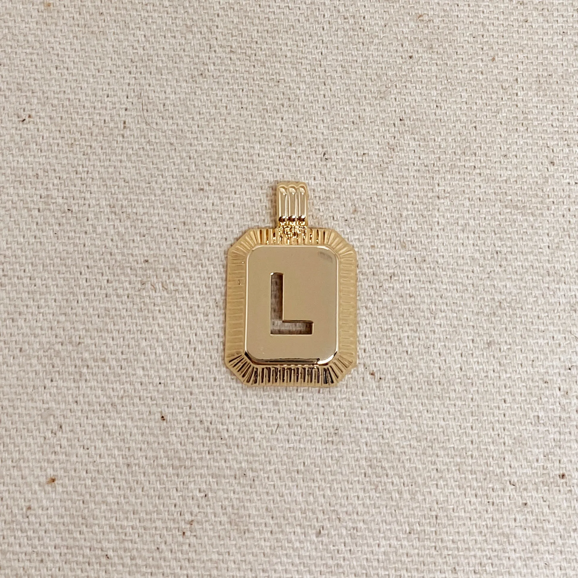 18k Gold Filled Initial Plate Pendant Letter L
