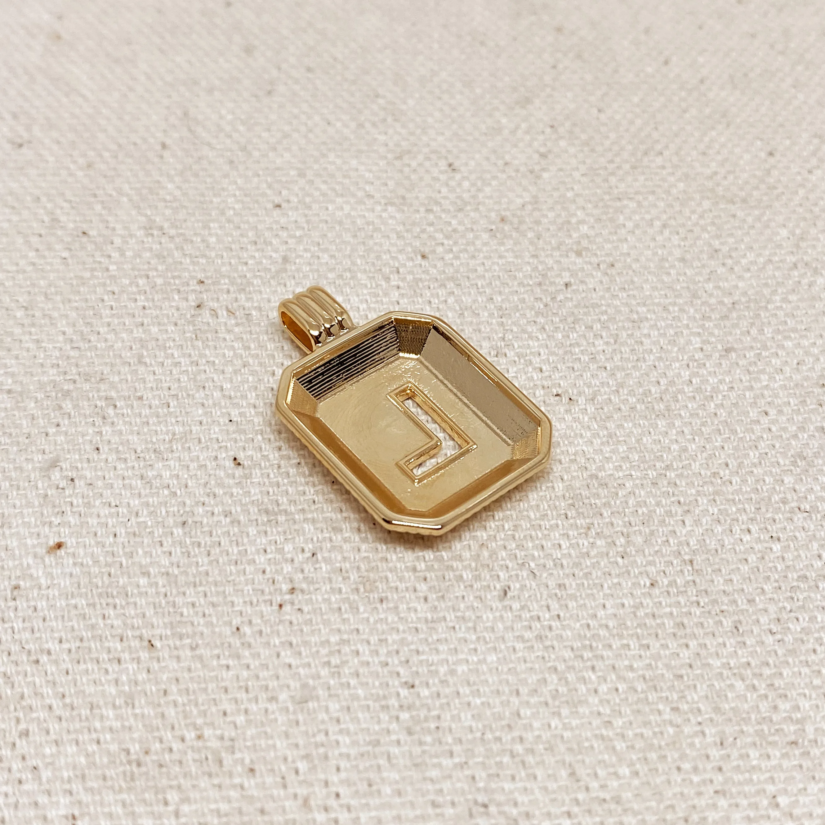 18k Gold Filled Initial Plate Pendant Letter L