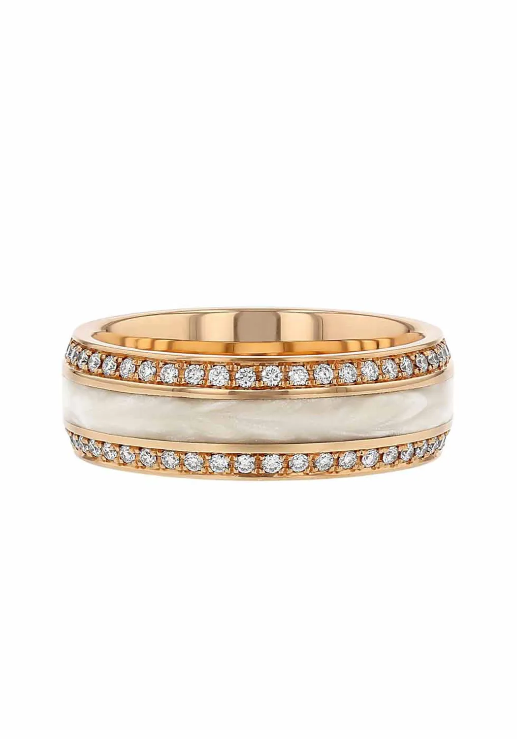18KRG & HyCeram Double Diamond Eternity Band