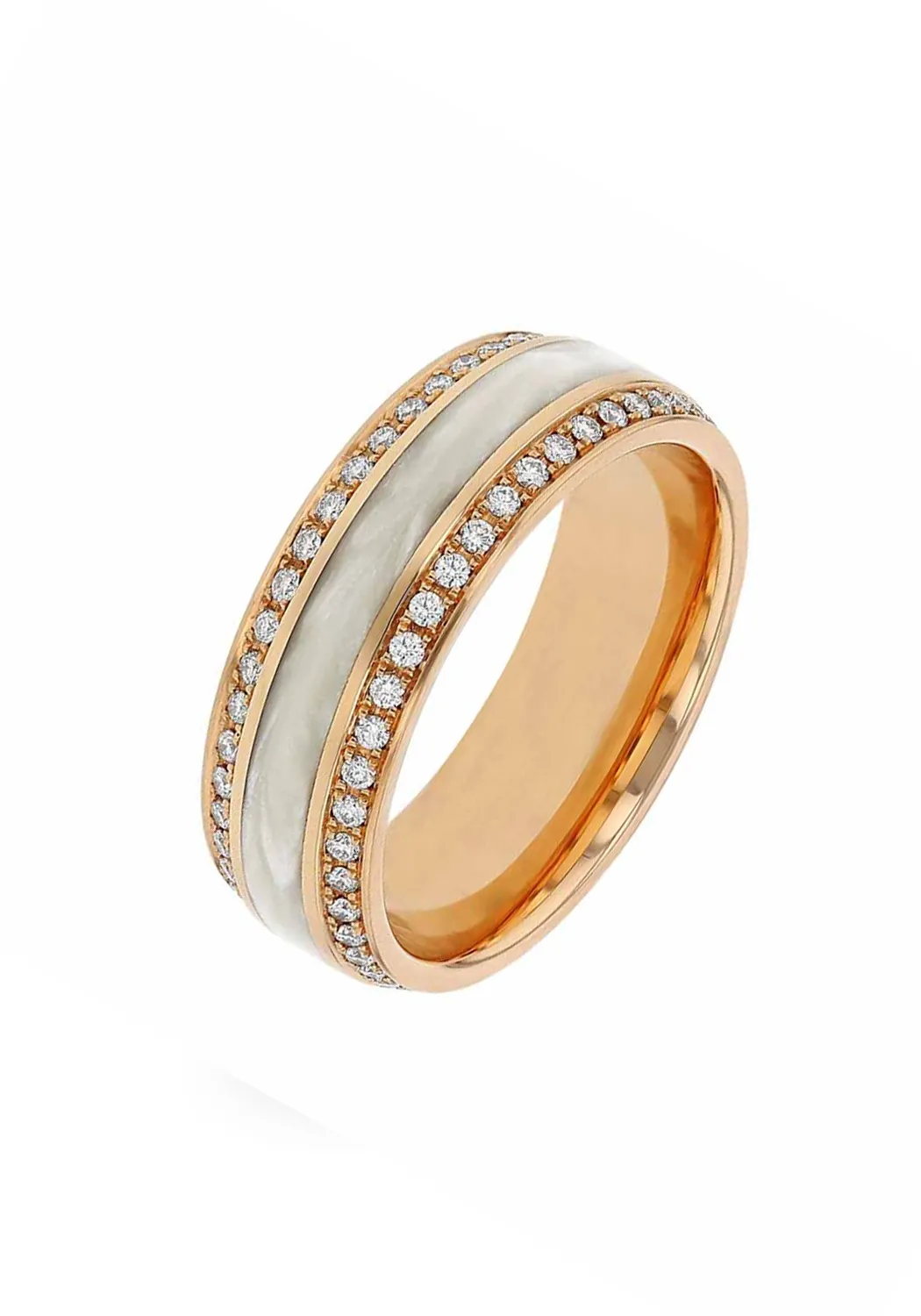 18KRG & HyCeram Double Diamond Eternity Band