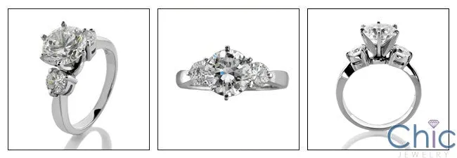 3 Stone 2 Ct Round Center Cubic Zirconia Cz Ring