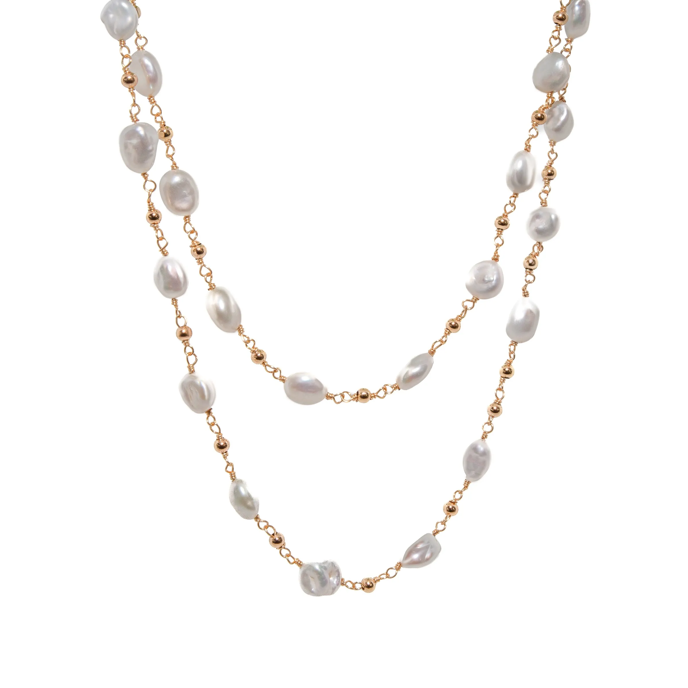 46-inch Keshi Cascade Necklace