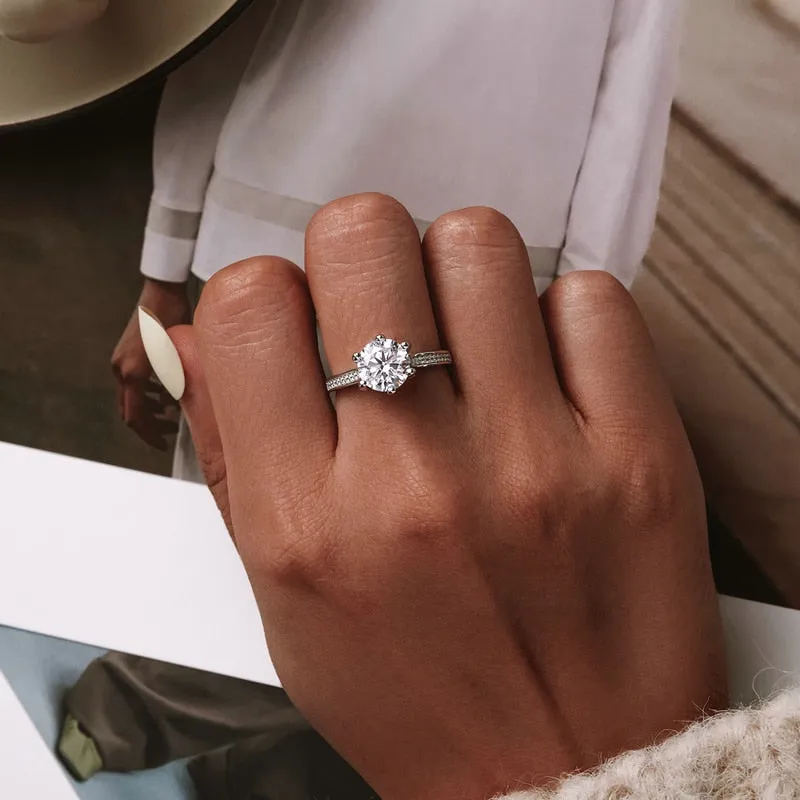 925 Sterling Silver 3 Carat CZ AAAAA Round