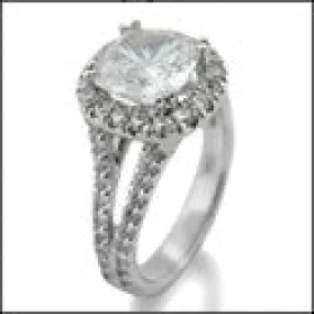 Anniversary 2 Ct Cushion Center CZ Split Shank Pave Set Cubic Zirconia 14k White Gold Ring