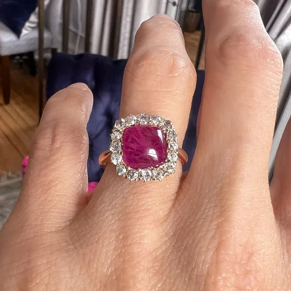 Antique Burma Ruby & Diamond Ring, 3.82ct.