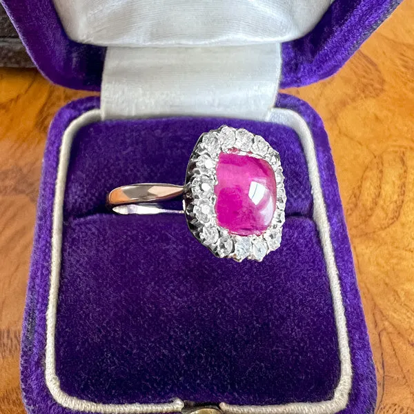 Antique Burma Ruby & Diamond Ring, 3.82ct.