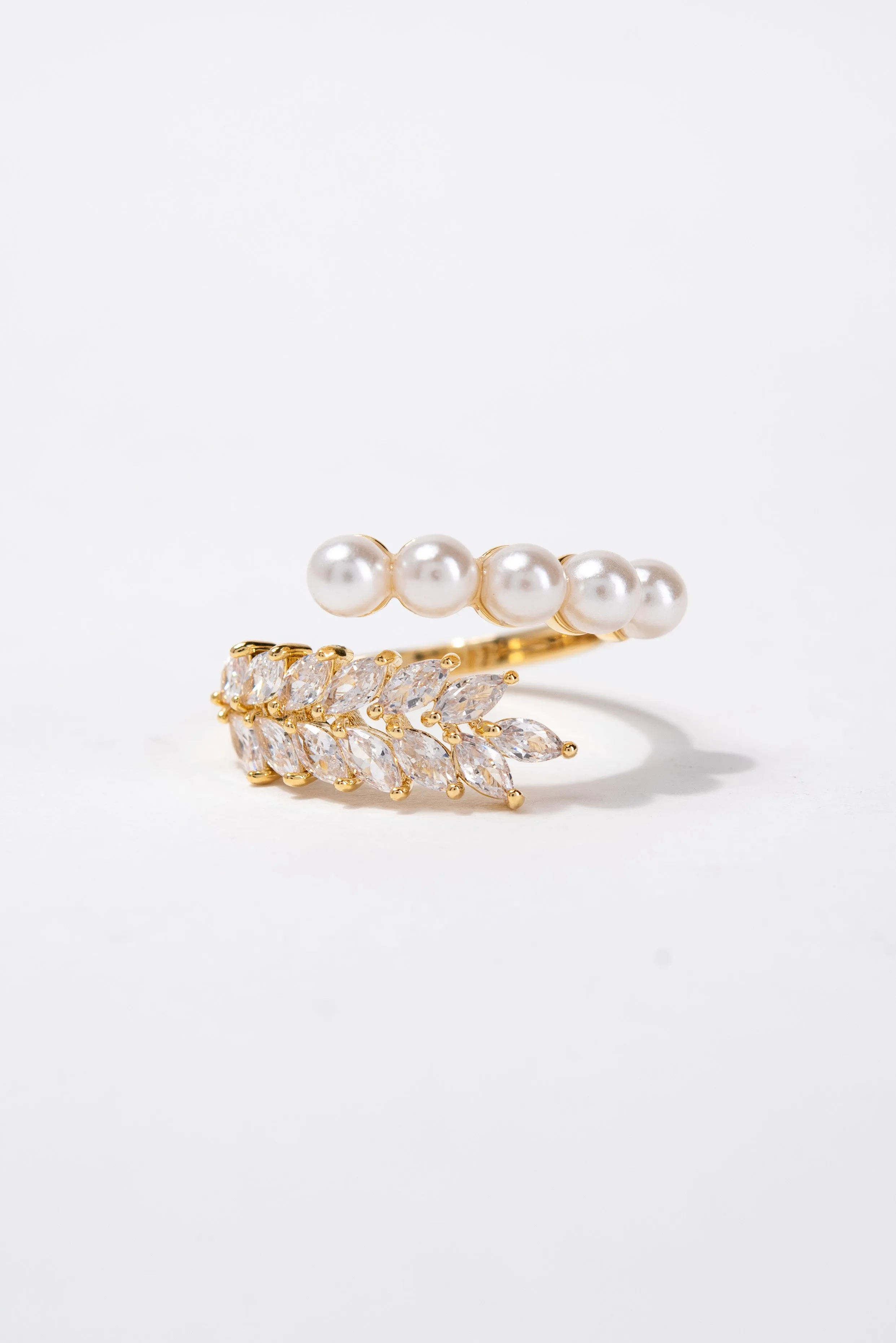Ashley Vine Pearl CZ Rhinestone Ring
