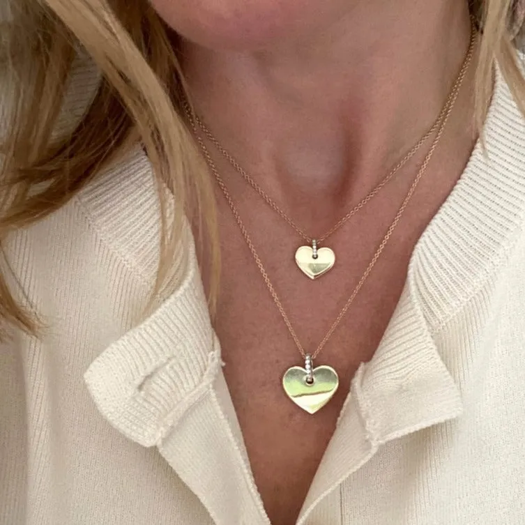 Aurelia Demark 18K Gold Diamond Small Heart Pendant Necklace