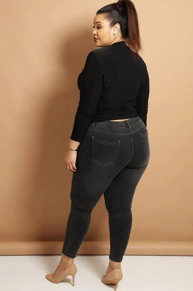 Black Twist Front Slinky Choker Top