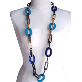 Blue Handmade Hypoallergenic Jewelry Chain Link Necklace J17862