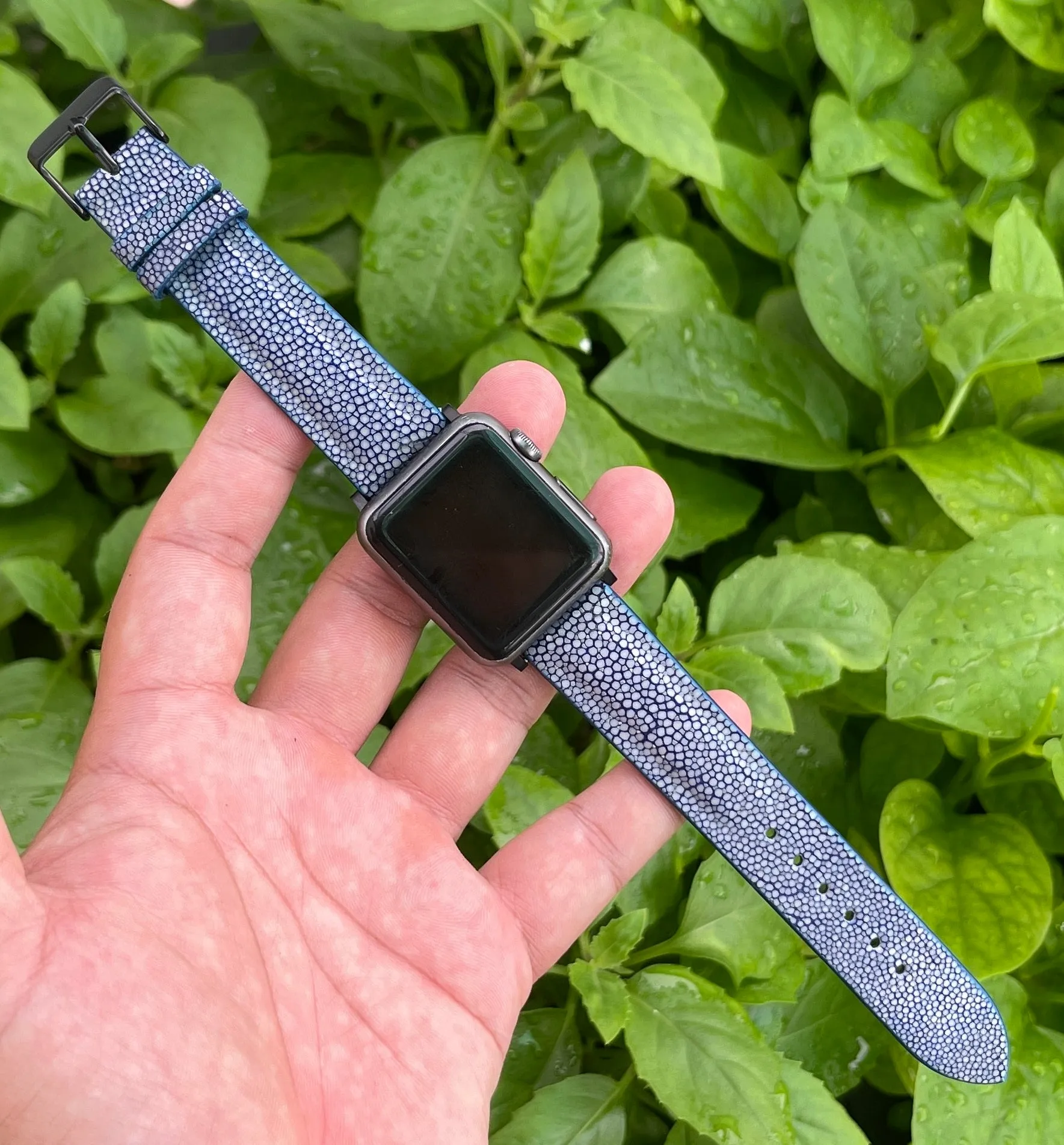 Blue Stingray Leather Strap for Apple Watch Ultra Series 8 7 6 5 4 3 SE | AW-63