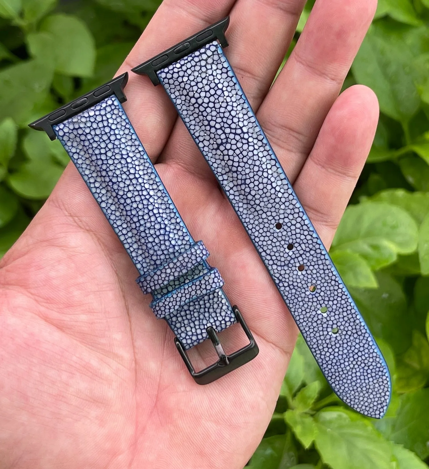 Blue Stingray Leather Strap for Apple Watch Ultra Series 8 7 6 5 4 3 SE | AW-63