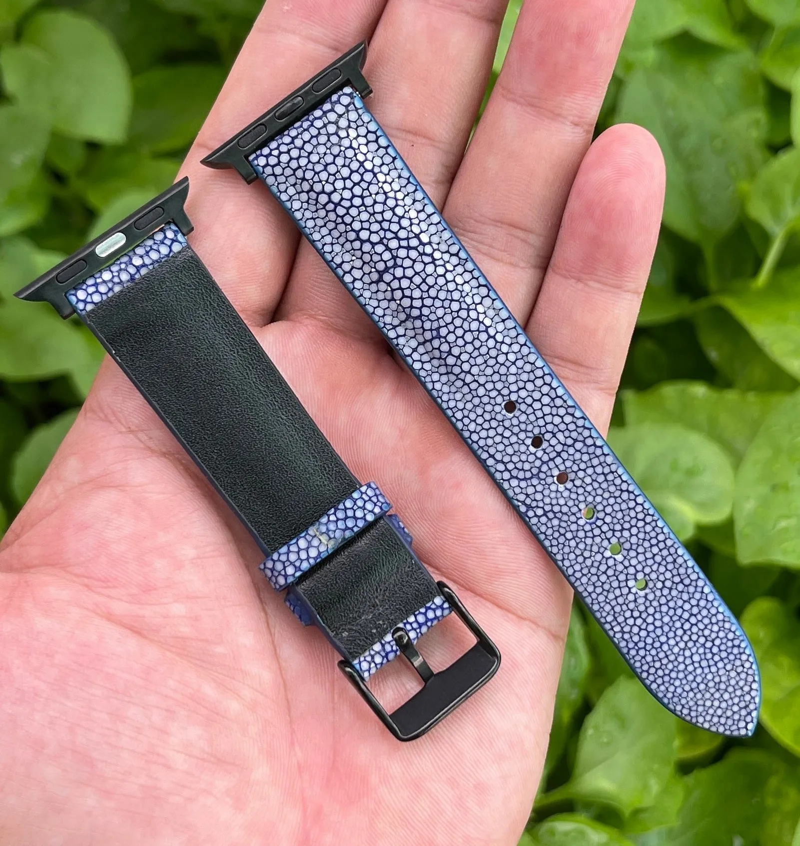 Blue Stingray Leather Strap for Apple Watch Ultra Series 8 7 6 5 4 3 SE | AW-63