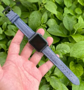 Blue Stingray Leather Strap for Apple Watch Ultra Series 8 7 6 5 4 3 SE | AW-63