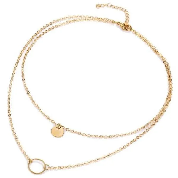 Double Circle Two Layer Necklace