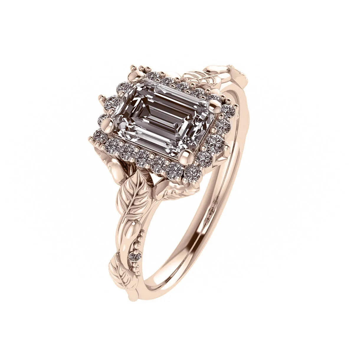 Florentina | custom engagement ring setting for emerald cut gemstone 7x5 mm