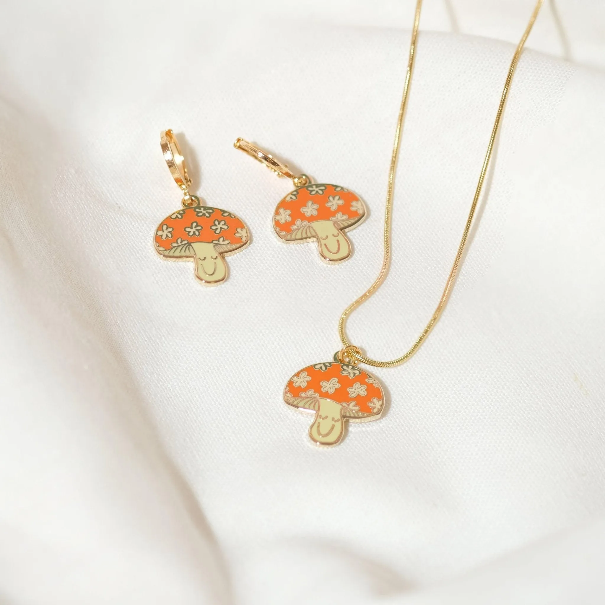 Happy Mushroom Charm Necklace