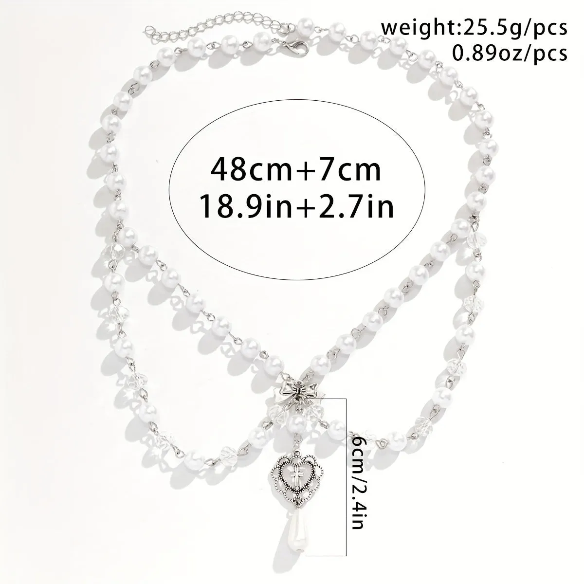 Hollow Out Bow Design Necklace Y2K Faux Pearl Necklace Vintage Tassel Multilayer Necklace For Women Girls
