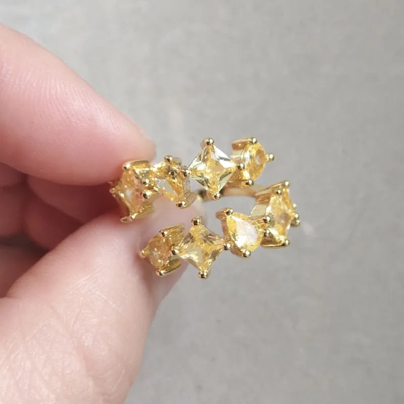 Layered Unique Zirconia Adjustable Shiny Ring