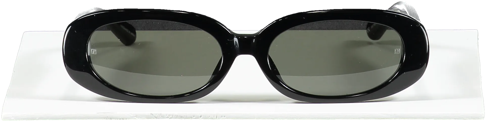 Linda Farrow Cara Oval Sunglasses In Black / Gold