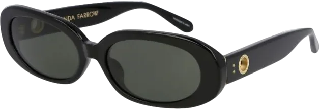 Linda Farrow Cara Oval Sunglasses In Black / Gold