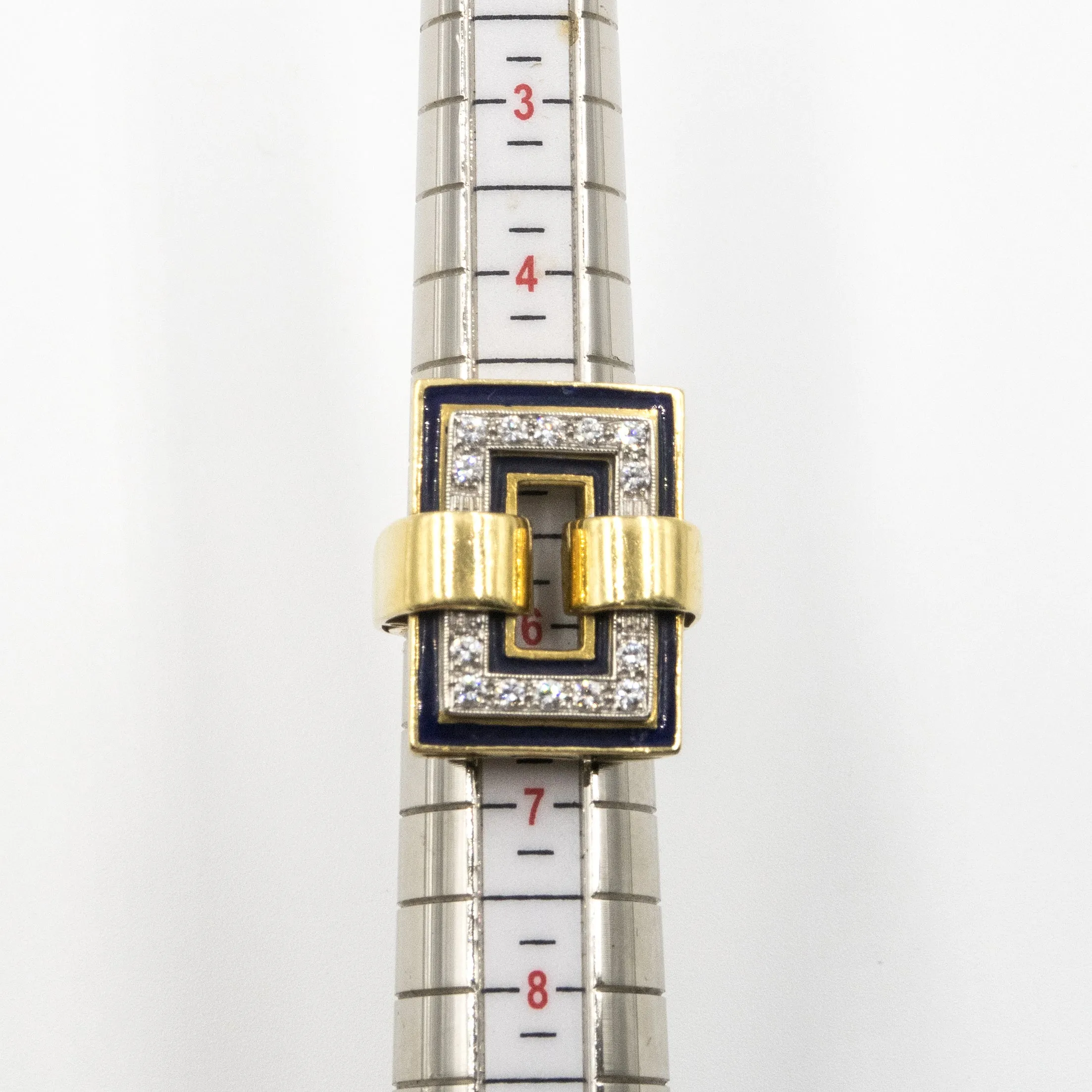 Modern 18K Gold Ring with Black Enamel and Diamonds