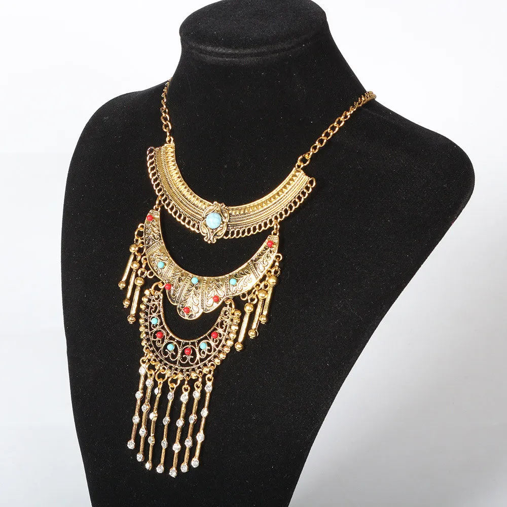 New Fashion maxi Statement Necklace & Pendant women Gypsy Vintage Choker Collar Ethnic bohemian necklace women fine jewelry