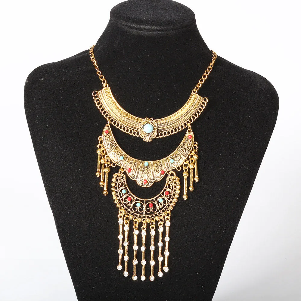 New Fashion maxi Statement Necklace & Pendant women Gypsy Vintage Choker Collar Ethnic bohemian necklace women fine jewelry