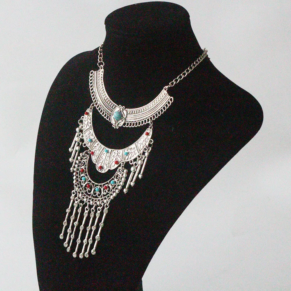New Fashion maxi Statement Necklace & Pendant women Gypsy Vintage Choker Collar Ethnic bohemian necklace women fine jewelry