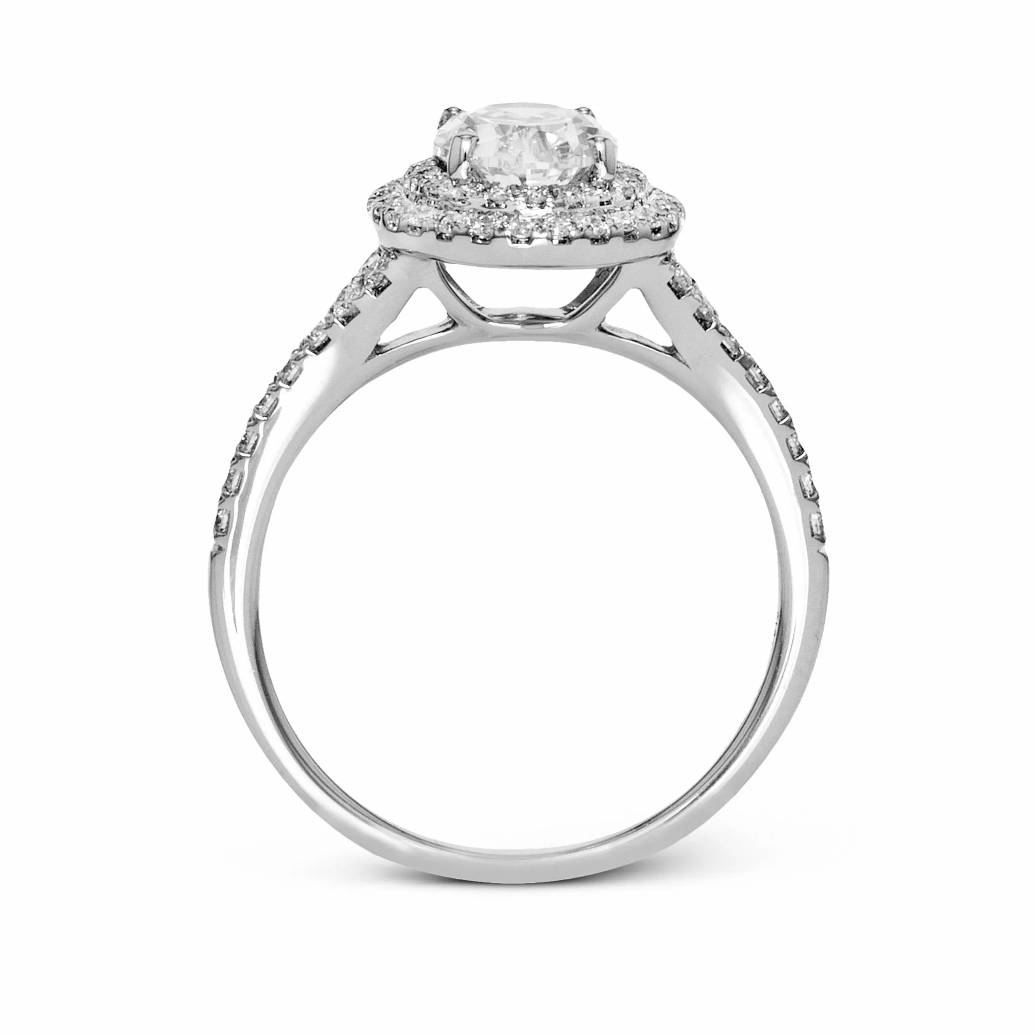 Oval-Cut Double-Halo Engagement Ring In 18k Gold With Diamonds