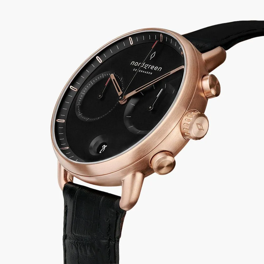 Pioneer - BUNDLE Black Dial Rose Gold | Brown Leather / Black Leather / Rose Gold Mesh Strap