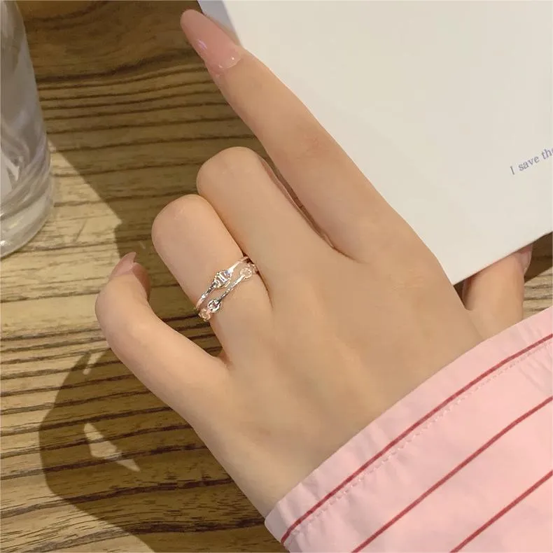 Silver Double Chain Design Plain Ring