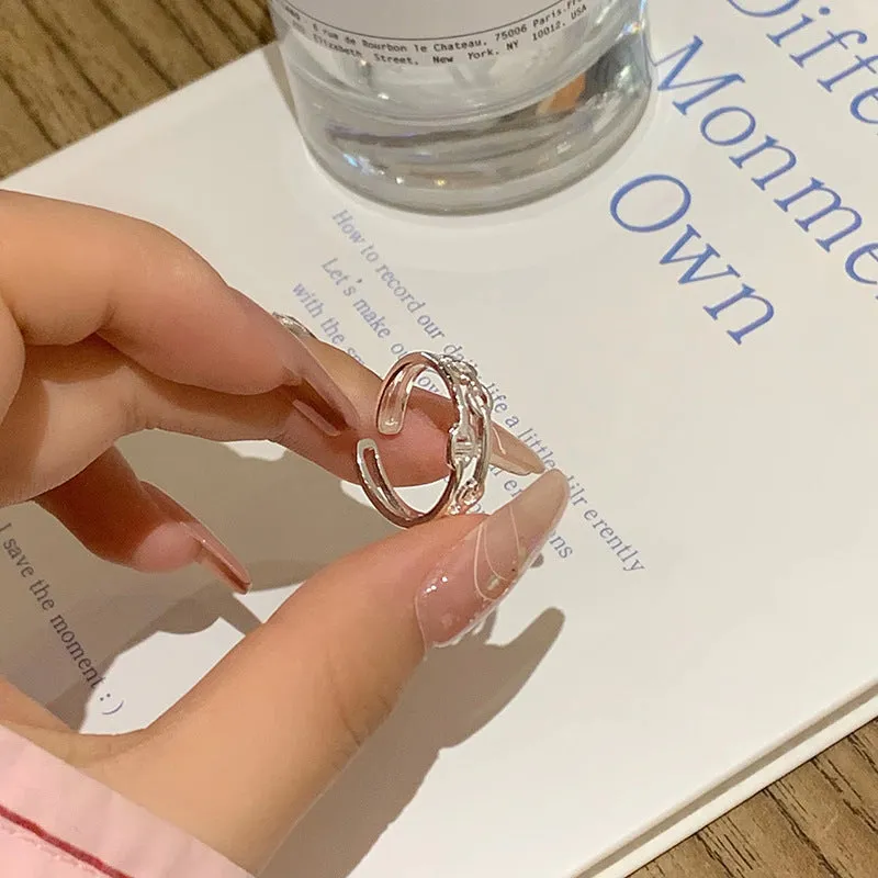 Silver Double Chain Design Plain Ring