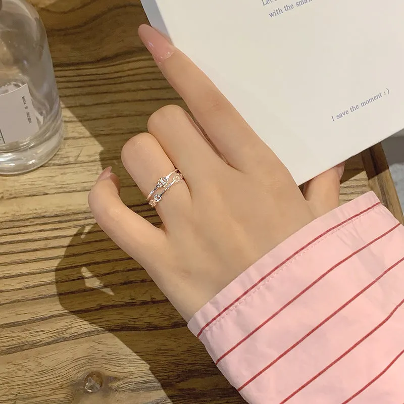 Silver Double Chain Design Plain Ring