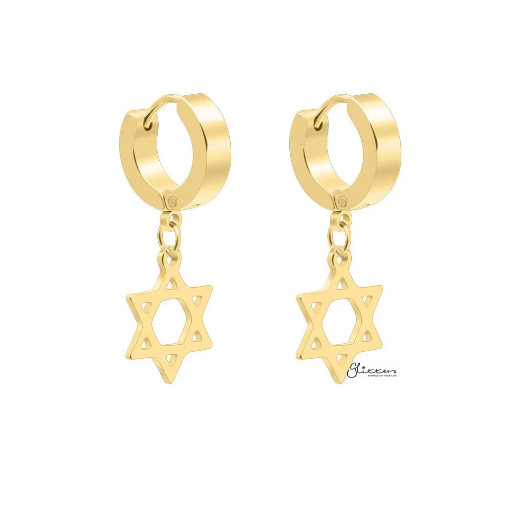 Star of David Symbol Huggie Hoop Earrings - Gold