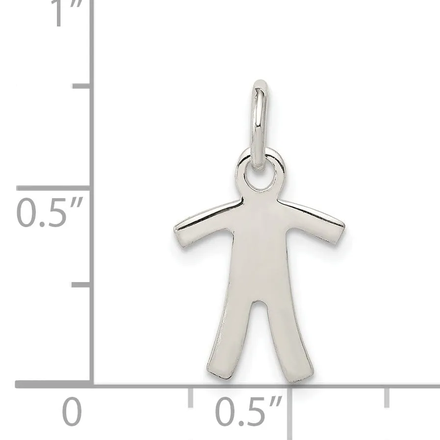 Sterling Silver Polish Finish Boy Charm Pendant