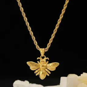 Titanium Steel Bee Necklace Stainless Steel gold