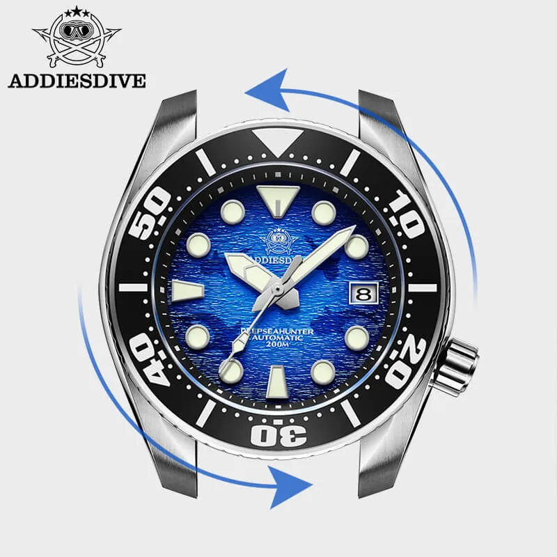 U.S. Warehouse -ADDIESDIVE 44.5mm Diver Watch for Men Unique Blue Dial 200M (AD2102)