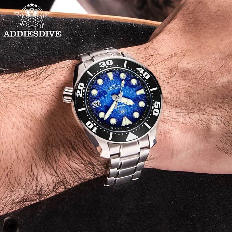 U.S. Warehouse -ADDIESDIVE 44.5mm Diver Watch for Men Unique Blue Dial 200M (AD2102)