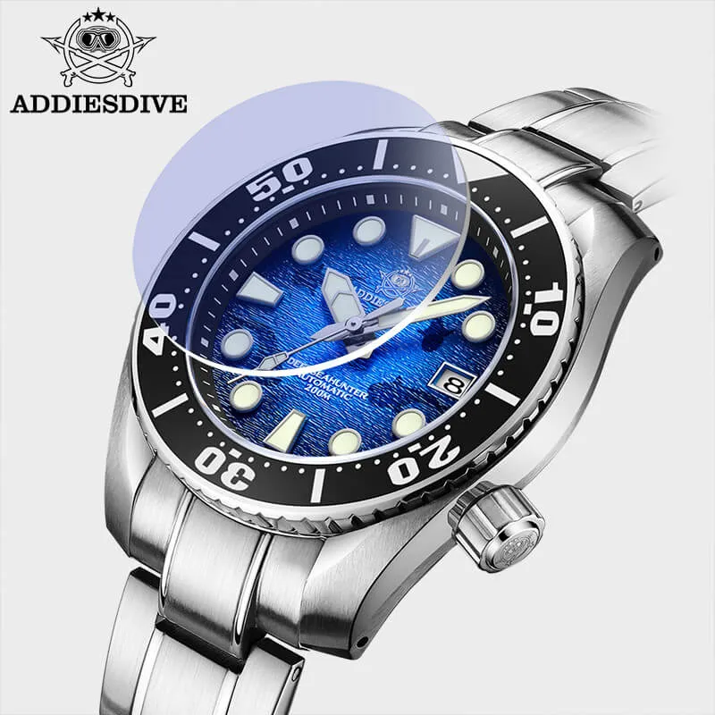 U.S. Warehouse -ADDIESDIVE 44.5mm Diver Watch for Men Unique Blue Dial 200M (AD2102)