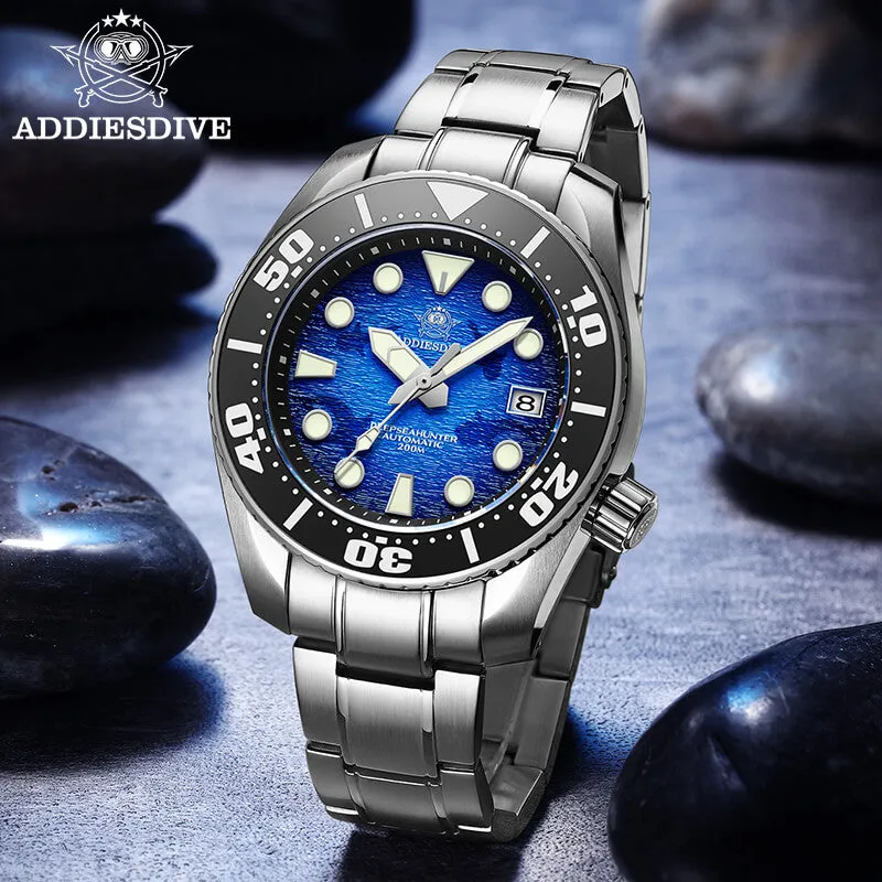 U.S. Warehouse -ADDIESDIVE 44.5mm Diver Watch for Men Unique Blue Dial 200M (AD2102)